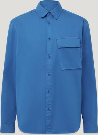 Belstaff Scale Shirt Mens Garment Dye Cotton Marine Blue Size 2XL
