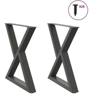 vidaXL Vidaxl - Patas Para Mesa De Comedor (2 Unidades), Antracita, 70 X (72-73,3) Cm, Acero