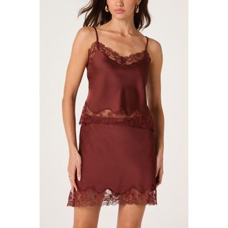 ASTR the Label Yulissa Lace Trim Camisole in Rust at Nordstrom, Size X-Large