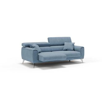 Divani.Store Caravaggio Sof&aacute; Con Asientos Deslizantes En Tela Suave E Impermeable 169 Cm Azul Pastel
