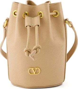 Valentino Garavani Borsa a secchiello VLogo Signature con coulisse - Toni neutri