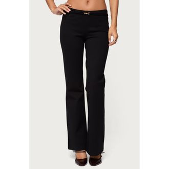 Edikted Metiza Belted Flare Pants in Black at Nordstrom, Size X-Small