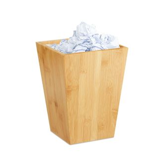 Relaxdays Relaxdays - Set 4 Papeleras Bamb&uacute; Cuadrados Sin Tapa, Cubo Papel Ba&ntilde;o, Bote Papelero 6 L Oficina, Dormitorio, 27x20x20cm, Natural