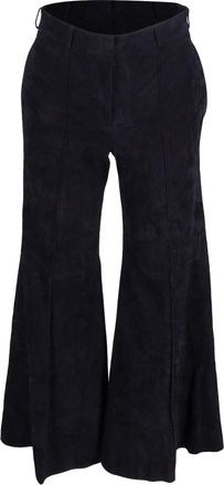 Khaite High-Waisted Bell Pants in Black Suede