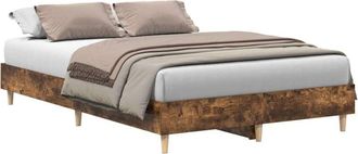 vidaXL Vidaxl - Bed Frame No Mattress Smoked Oak 120x190 cm Small Double Engineered Wood