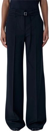 Sportmax Wool Tailored Pants - Dames - Wijde Broeken - Zwart - 2XS - Wol - Broeken