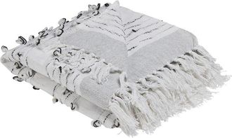 Beliani Beliani - Manta De Algod&oacute;n Gris Claro 130 X 150 Cm Borlas Cama Acogedora Boho Yamalak