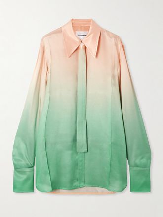 Jil Sander Camicia Oversize In Raso D&eacute;grad&eacute; Con Cravatta - Multicolore