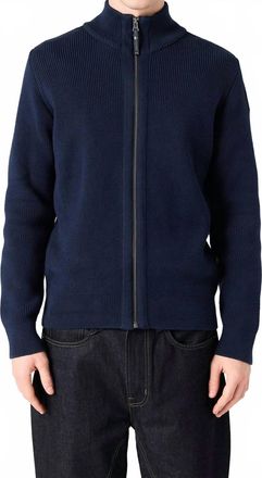 Parajumpers Manny Full Zip Cardigan In Blue Navy