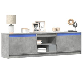 Berkfield Home TV Cabinet with LED Concrete Grey 180x34x50 cm Engineered Wood | Size: 180 x 34 x 50 cm