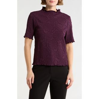 Adrianna Papell Floral Textured Knit Top in Plum at Nordstrom Rack, Size X-Small