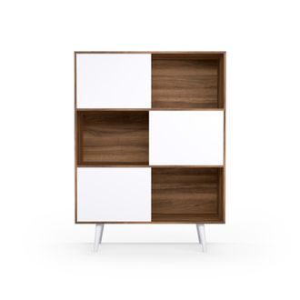 HERDASA Librer&iacute;a, Aparador De La Colecci&oacute;n Nordic (881), En Melamina Con Pies De Madera De Haya. Nogal-blanco