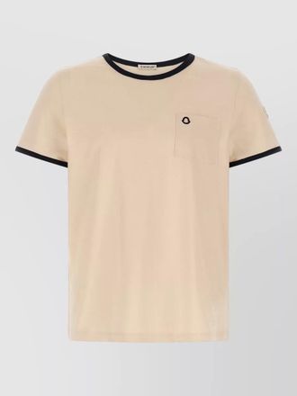Moncler logo embroidered chest pocket contrast trim t shirt