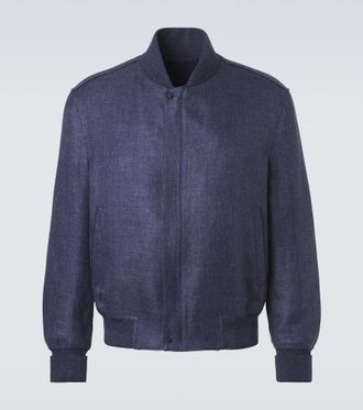 Berluti Leather-trimmed linen, wool, and silk bomber jacket