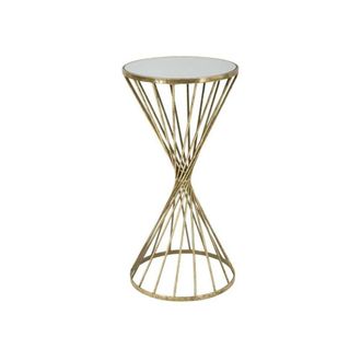 Mauro Ferretti Mesa auxiliar de metal dorado con espejo &oslash; cm 35x70