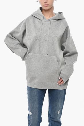 Gucci Felpa Hoodie in Misto Lana con Logo Goffrato Gucci