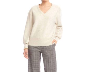 Karen Kane Sequin V-Neck Sweater In Sand