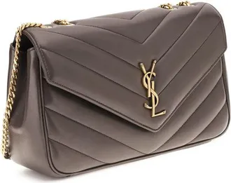 Saint Laurent Womens Gray Lamb Ovis Aries Shoulder Bag