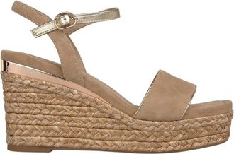 Alma En Pena Esparto Sleehak Sandalen met Enkele Band - Dames - Sleehakken - Beige - 42 EU - Leer - Schoenen