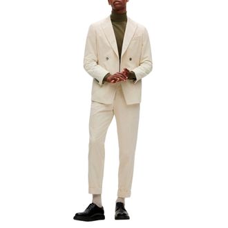 HUGO BOSS Hugo Unisex corduroy plooibroek voor volwassenen (Wit)