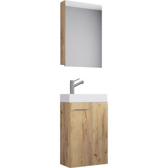 ebuy24 Vcm Set 3 pezzi Posto lavanderia per gli ospiti wc Bagno per gli ospiti wc lavabo Mobili da bagno Set da bagno - Slito sc (rovere Sonoma (Sägerau))