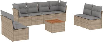 vidaXL Juego De Sof&aacute;s Jard&iacute;n Con Cojines Beige Mezcla 9 Pzas Rat&aacute;n Pe Vidaxl