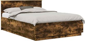 vidaXL Estructura De Cama Con Cabecera Roble Ahumado 150 X 200 Cm Vidaxl