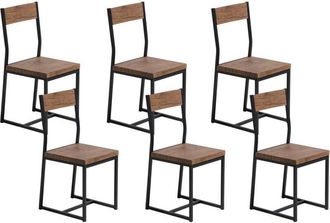 Beliani Beliani - Conjunto De 6 Sillas De Comedor De Madera Oscura Con Patas De Metal Estilo Industrial Laredo
