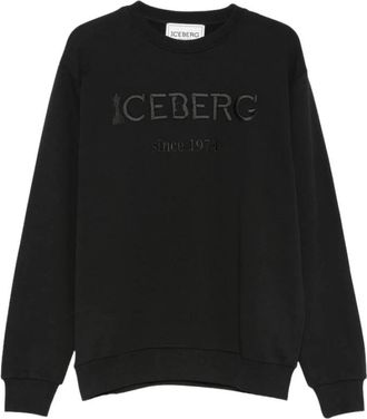 Iceberg Logo Geborduurd Sweatshirt met Ronde Hals - Heren - Sweatshirts - Zwart - L - Katoen - Hoodies & sweatvesten