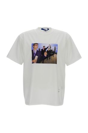 Junya Watanabe White Printed Crew-Neck Cotton T-Shirt