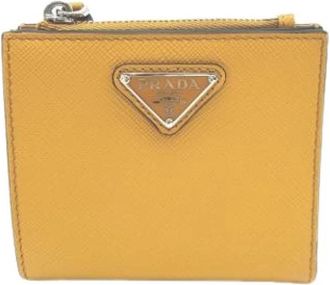 Prada Pre-owned Vintage Bi-fold Portemonnee - Dames - Vintage Accessoires - Oranje - ONE Size - Leer - Vintage