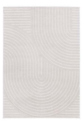 AFK Living Alfombra blanca s&uacute;per suave y gr&aacute;fica gris 120 x 170 cm