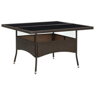 Berkfield Home Outdoor Dining Table Brown Poly Rattan & Glass