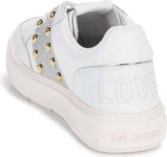 Moschino Womens Studded Leather Sneakers White