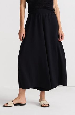 Lands End Creaseless High Rise Palazzo Crop Pants in Black at Nordstrom, Size X-Large L