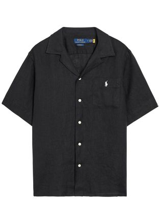 Polo Ralph Lauren Logo-embroidered Linen Shirt - Black - XL