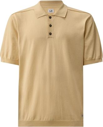 C.P. Company Cotton Sea Island Poloshirt met Korte Mouwen - Heren - Polos - Beige - 2XL - Katoen - Tops