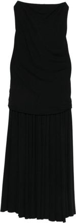 Jacquemus Black Pleated Strapless Maxi Dress