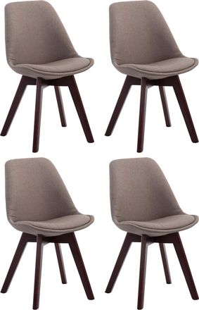 Clp Clp - Set De 4 Sillas Borneo Para Comedor En Tela Gris Topo Nogal