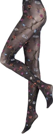 Trasparenze Ladies 1 Pair Trasparenze Platino Floral Knit Opaque Tights Variante Unica M