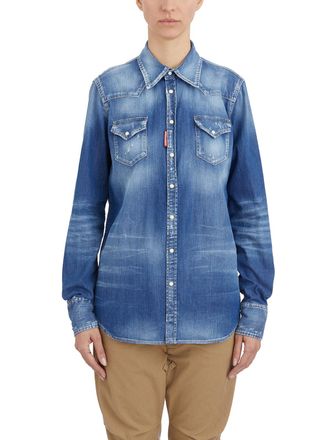 Dsquared2 Womens Western Denim Shirt - Blue Cotton - Size EU 36 (Womens)