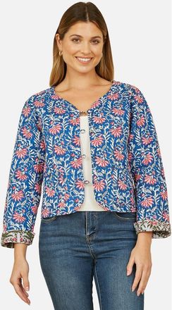 Yumi Reversible Floral Quilted Jacket in Blue/green at Nordstrom, Size 12