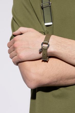 Alexander McQueen Leather Bracelet, Mens, Green