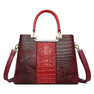 Generic Genuine Leather Satchel Handbag for Women Fashion Purse Top Handle Crossbody Bag Large Ladies Tote Shoulder Bags (Red)