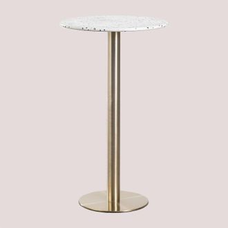 Sklum Sklum - Mesa Alta De Bar Redonda En Terrazo (&oslash;60 Cm) Malibu Oro Champagne