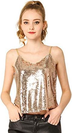Allegra K Bretelles Spaghetti a Sequins pour Femmes Criss Cross Backless Party Crop Cami Top Or XL des 33 99 sur Stylight