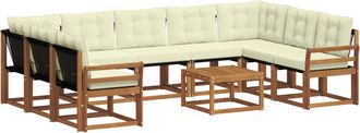 vidaXL Conjunto De Sof&aacute;s De Exterior 10 Uds. Natural Y Crema Vidaxl