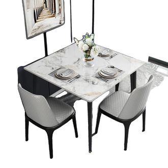 OEM Mesa De Comedor Con Tablero De Piedra Sinterizada, Estilo Minimalista Moderno, Color Blanco Y Verde Esmeralda