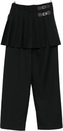 Charles Jeffrey Loverboy pleated buckle-detail trousers - Black
