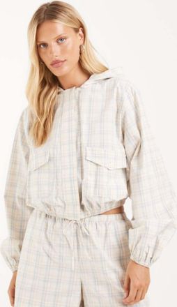 Asos bomber jacket con cappuccio e chiusura con bottoni a quadri in coordinato-Multicolore